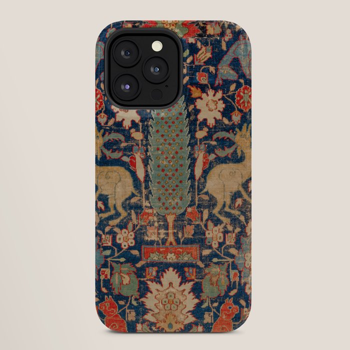 17th Century Persian Rug Print with Animals iPhone Case