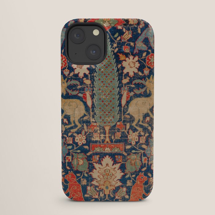 17th Century Persian Rug Print with Animals iPhone Case