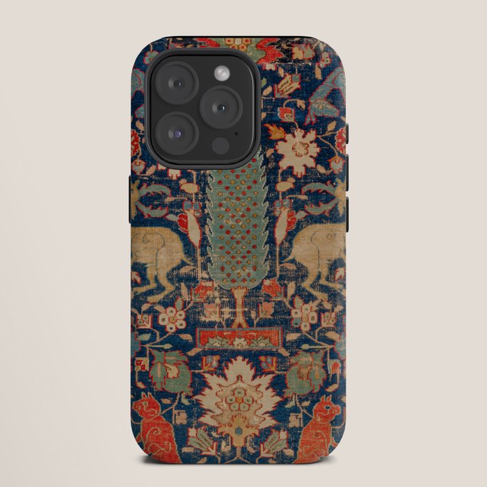 17th Century Persian Rug Print with Animals iPhone Case