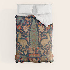 17th Century Persian Rug Print with Animals Comforter