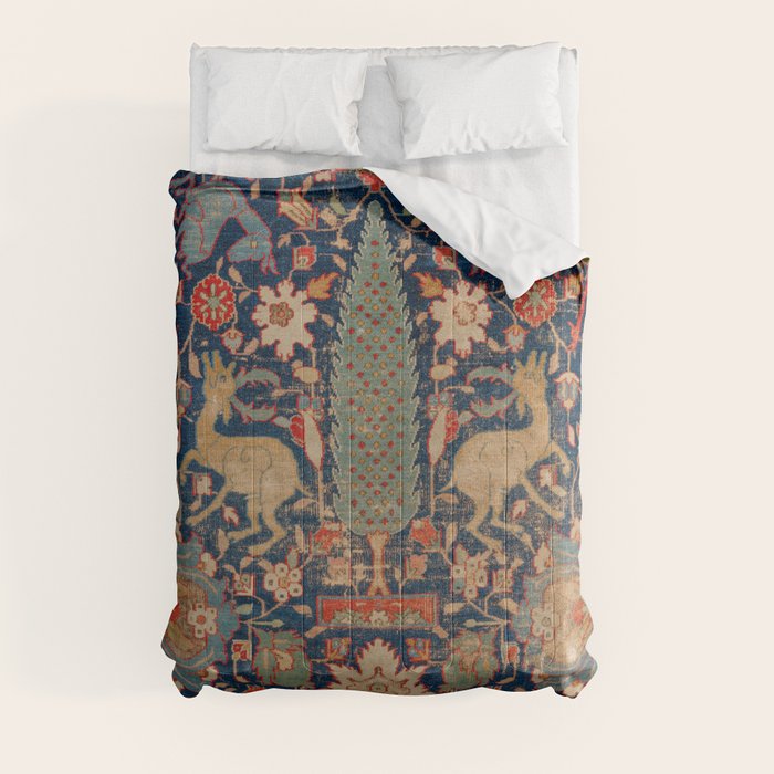 17th Century Persian Rug Print with Animals Comforter