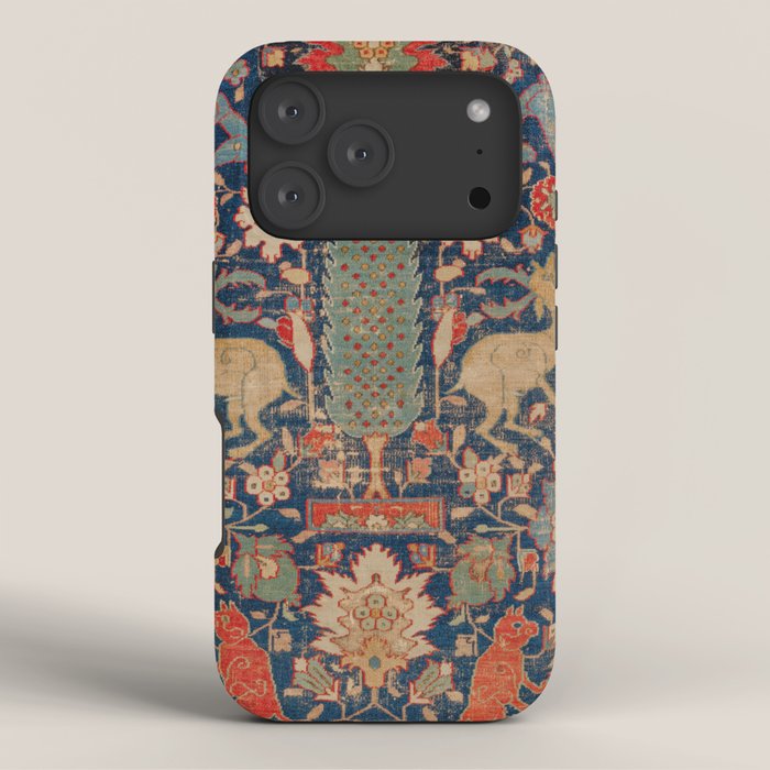 17th Century Persian Rug Print with Animals iPhone Case