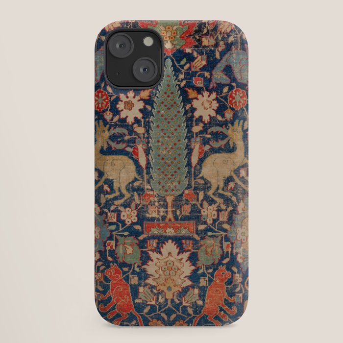 17th Century Persian Rug Print with Animals iPhone Case