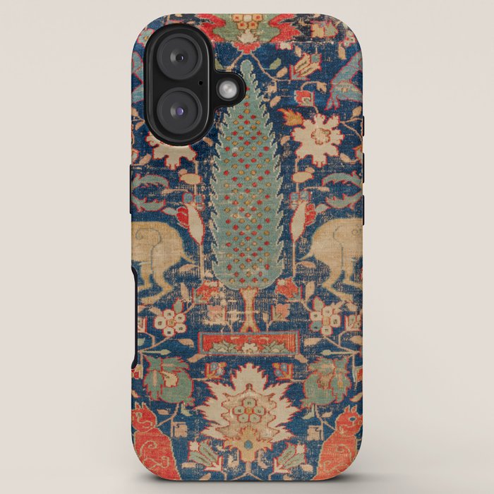 17th Century Persian Rug Print with Animals iPhone Case
