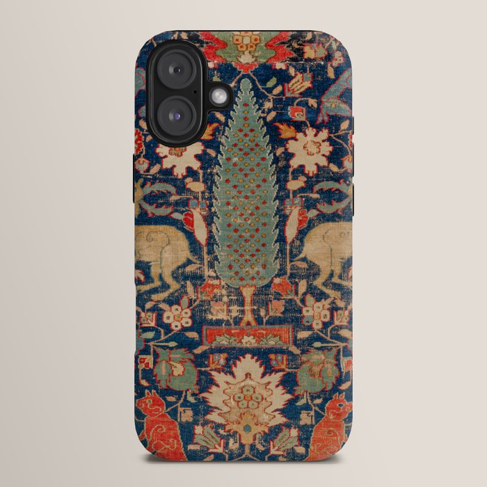 17th Century Persian Rug Print with Animals iPhone Case