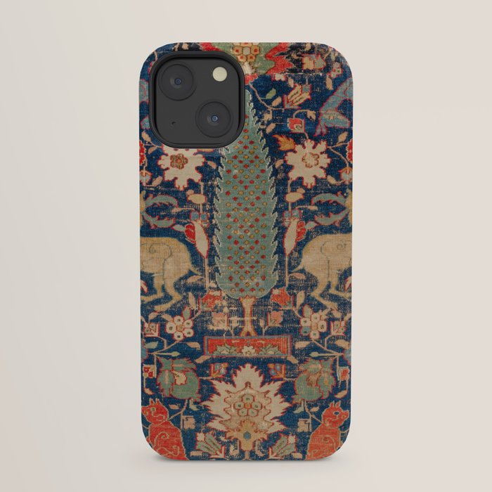 17th Century Persian Rug Print with Animals iPhone Case