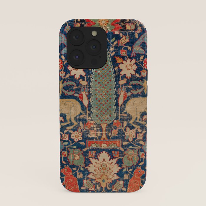 17th Century Persian Rug Print with Animals iPhone Case