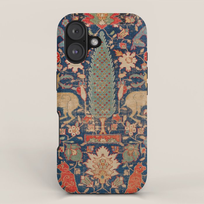 17th Century Persian Rug Print with Animals iPhone Case