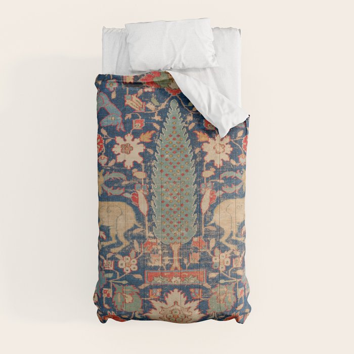 17th Century Persian Rug Print with Animals Comforter