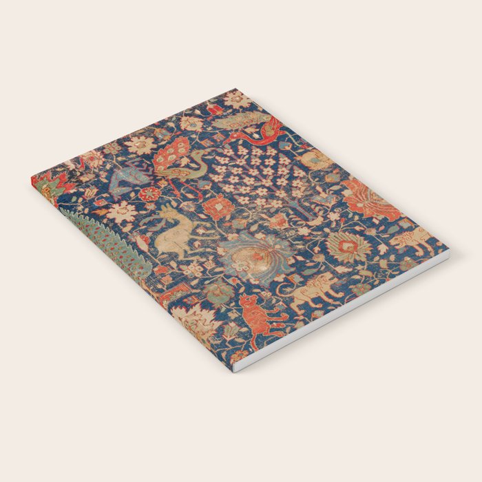 17th Century Persian Rug Print with Animals Notebook
