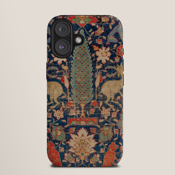 17th Century Persian Rug Print with Animals iPhone Case