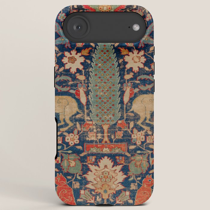 17th Century Persian Rug Print with Animals iPhone Case