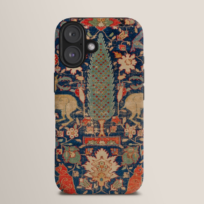 17th Century Persian Rug Print with Animals iPhone Case
