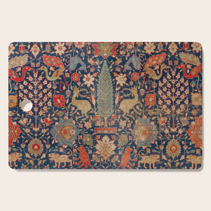 17th Century Persian Rug Print with Animals Cutting Board