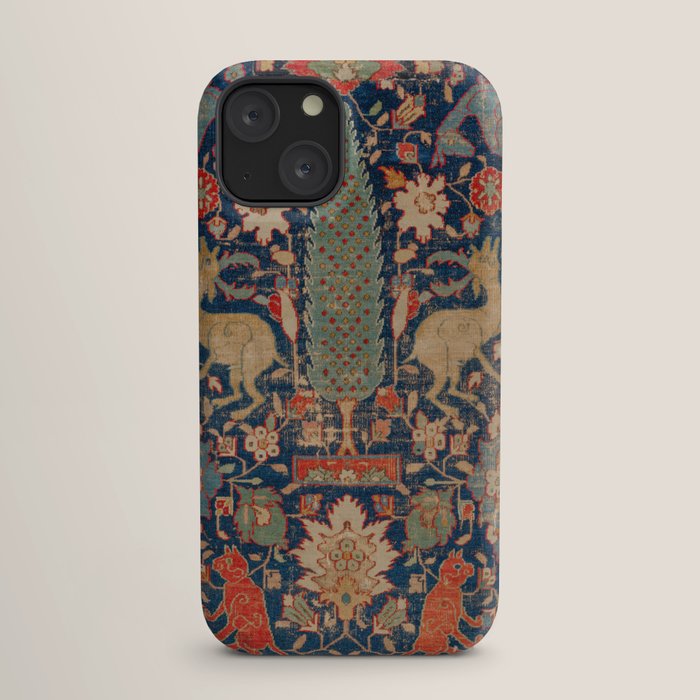 17th Century Persian Rug Print with Animals iPhone Case