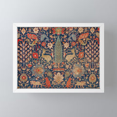 17th Century Persian Rug Print with Animals Mini Art Print