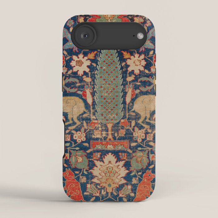 17th Century Persian Rug Print with Animals iPhone Case