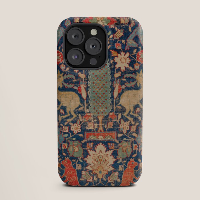17th Century Persian Rug Print with Animals iPhone Case