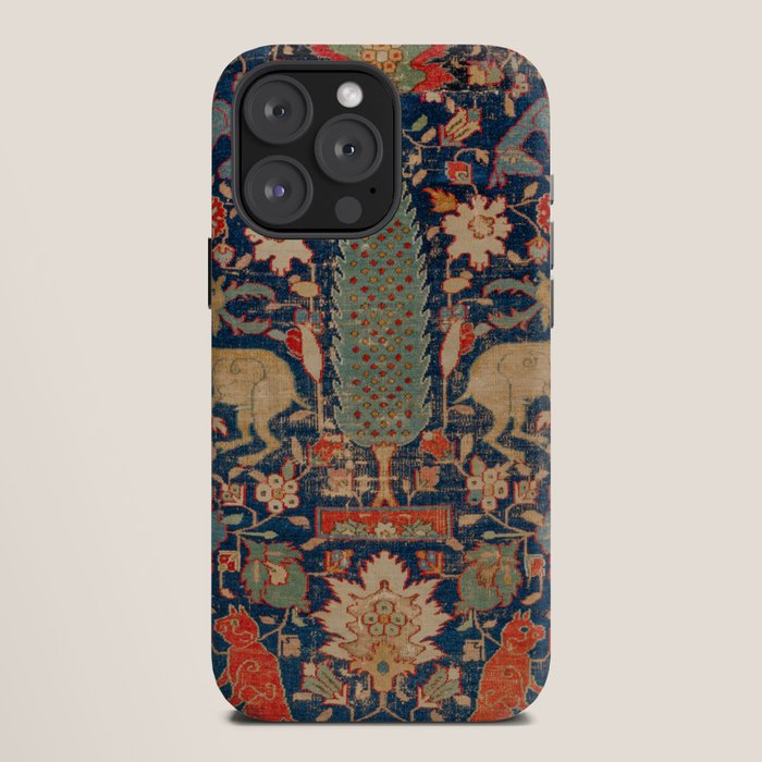 17th Century Persian Rug Print with Animals iPhone Case