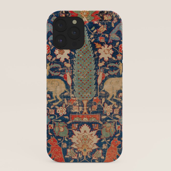 17th Century Persian Rug Print with Animals iPhone Case