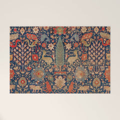 17th Century Persian Rug Print with Animals Welcome Mat
