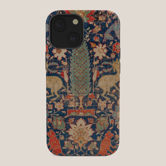 17th Century Persian Rug Print with Animals iPhone Case