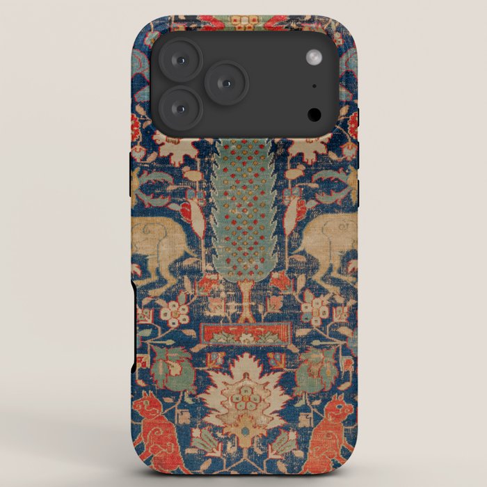 17th Century Persian Rug Print with Animals iPhone Case