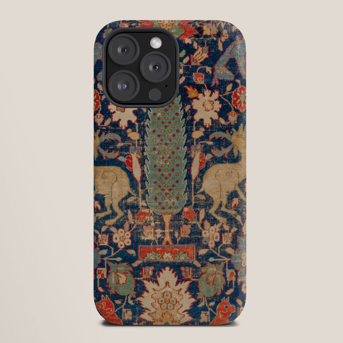 17th Century Persian Rug Print with Animals iPhone Case