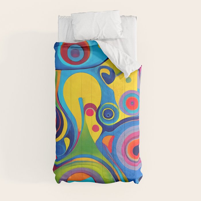 1960s Funky Psychedelic Abstract Comforter