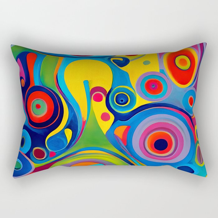 1960s Funky Psychedelic Abstract Rectangular Pillow