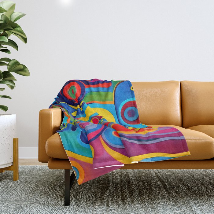 1960s Funky Psychedelic Abstract Throw Blanket