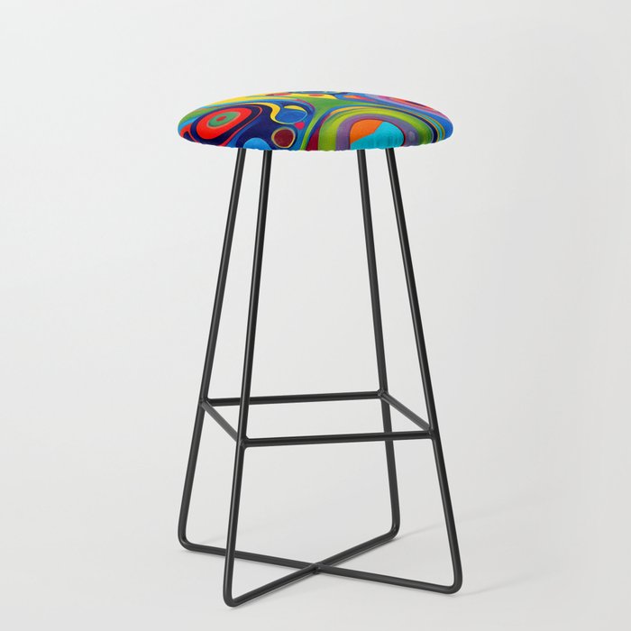 1960s Funky Psychedelic Abstract Stool