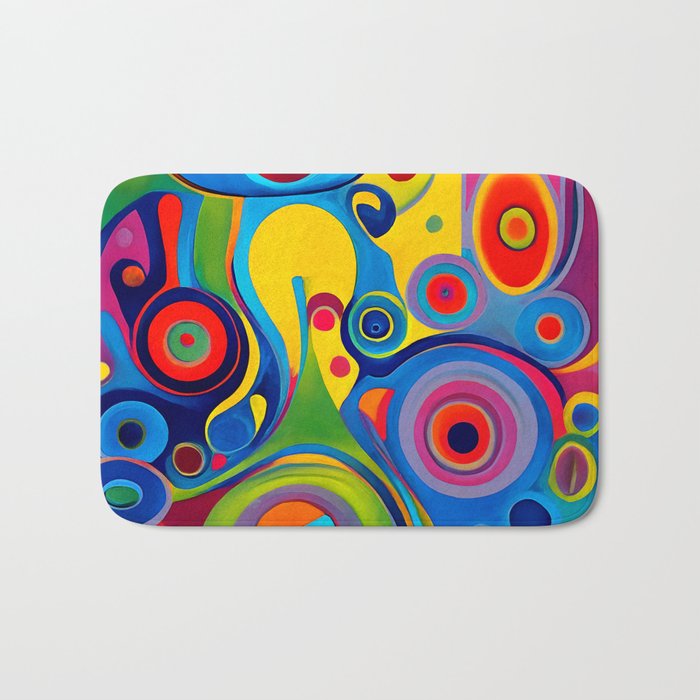1960s Funky Psychedelic Abstract Bath Mat