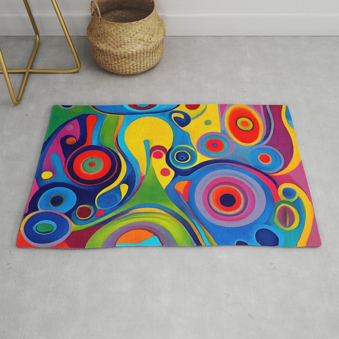 1960s Funky Psychedelic Abstract Rug