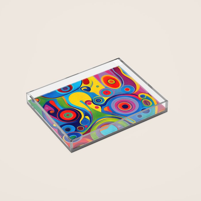 1960s Funky Psychedelic Abstract Acrylic Tray