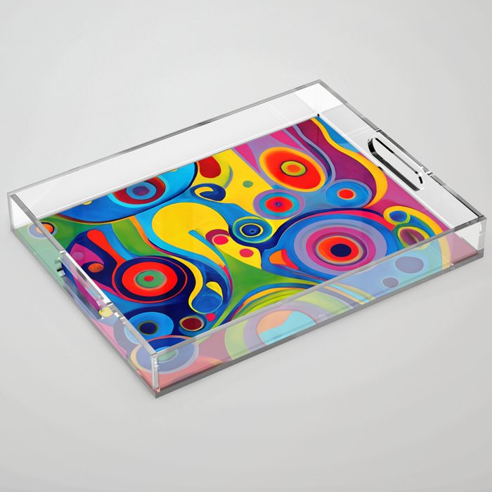 1960s Funky Psychedelic Abstract Acrylic Tray