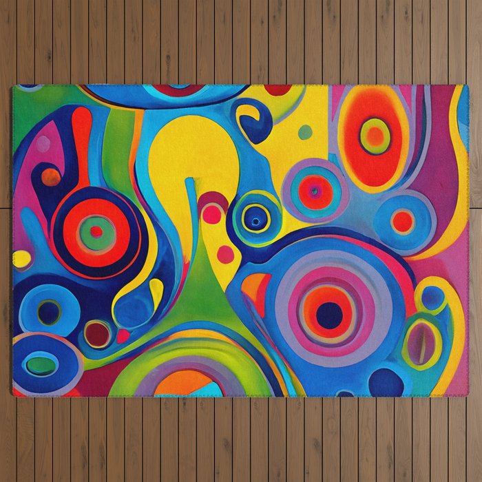 1960s Funky Psychedelic Abstract Outdoor Rug