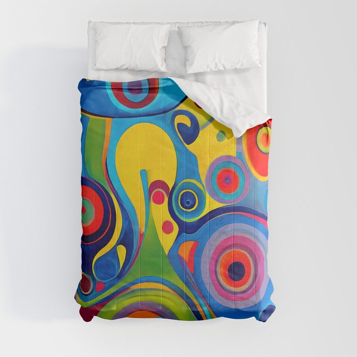 1960s Funky Psychedelic Abstract Comforter