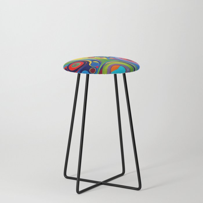 1960s Funky Psychedelic Abstract Stool