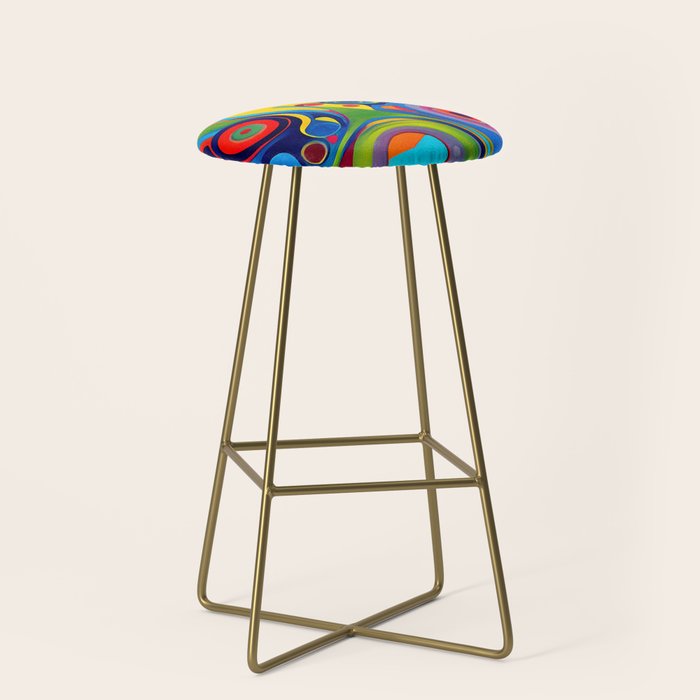 1960s Funky Psychedelic Abstract Stool