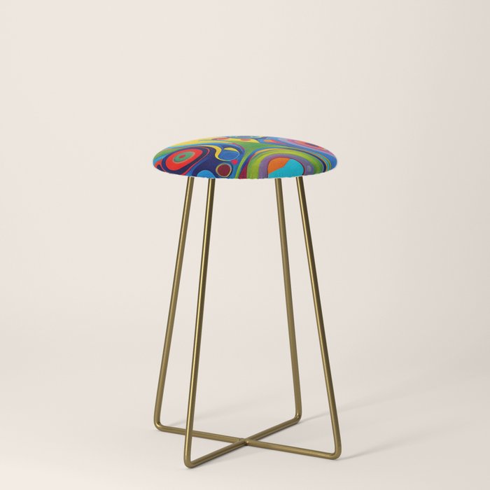 1960s Funky Psychedelic Abstract Stool