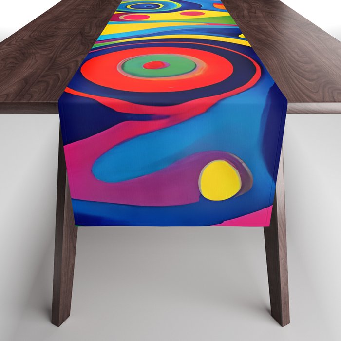 1960s Funky Psychedelic Abstract Table Runner