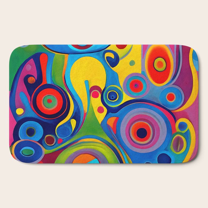 1960s Funky Psychedelic Abstract Bath Mat