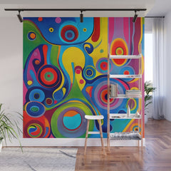 1960s Funky Psychedelic Abstract Wall Mural