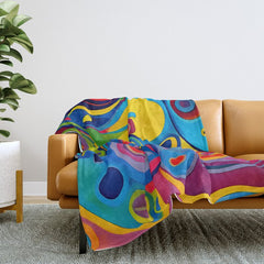1960s Funky Psychedelic Abstract Throw Blanket