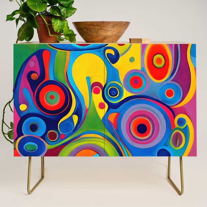 1960s Funky Psychedelic Abstract Credenza