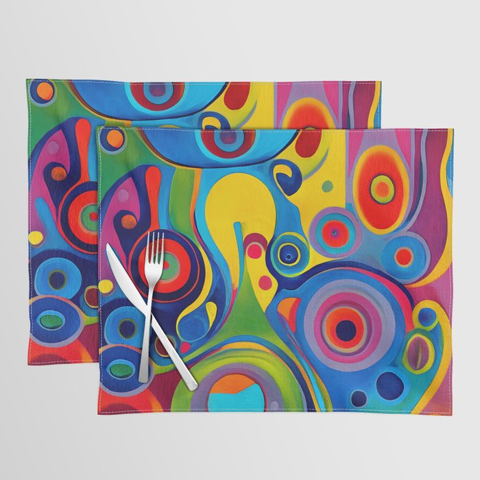 1960s Funky Psychedelic Abstract Placemat