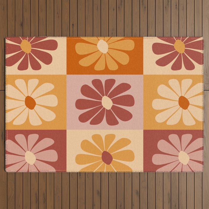 70's Daisy Bloom  Outdoor Rug