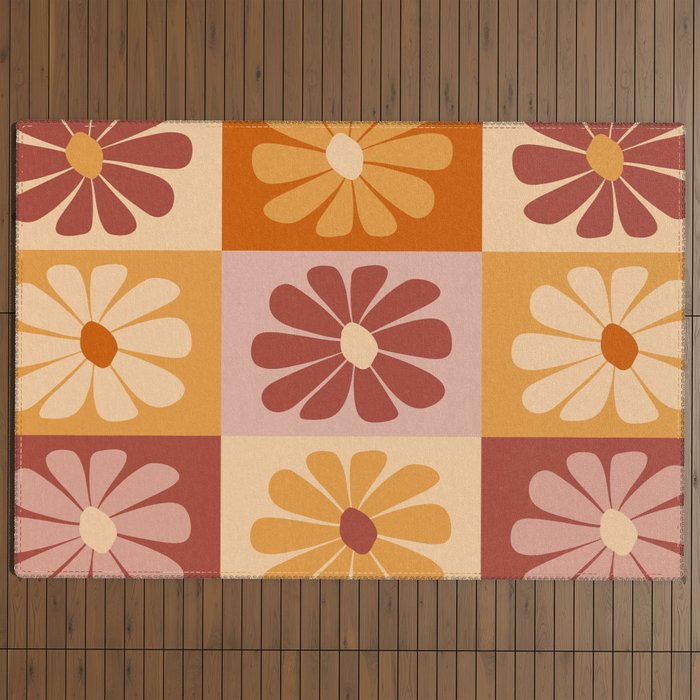 70's Daisy Bloom  Outdoor Rug