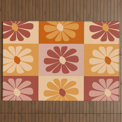 70's Daisy Bloom  Outdoor Rug